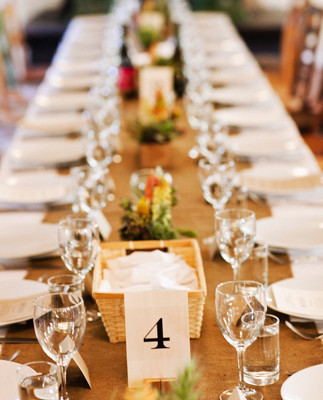 Rustic Burlap Runner Tablescape