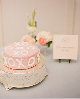 Pink and White XOXO Cake