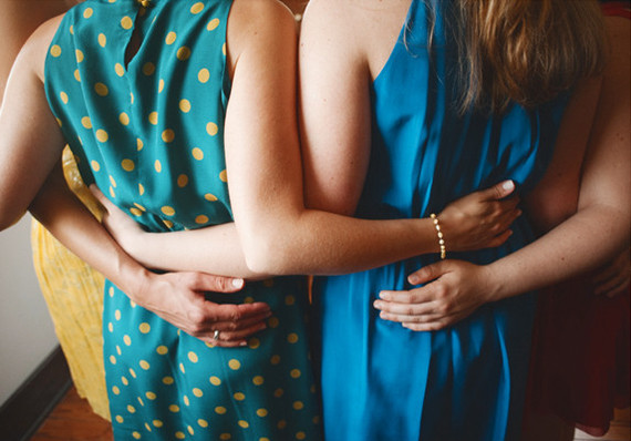 Bridesmaid Group Hug Portrait