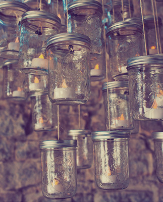 Mason Jar and Tea Light Chandelier