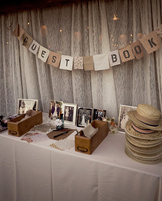 Vintage fabric guest book