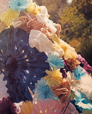 colored fan party decor