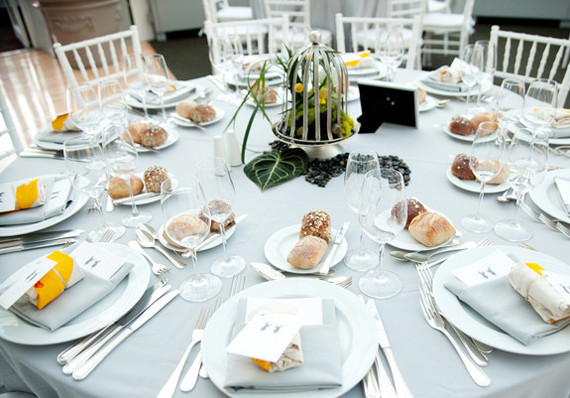 Dusty blue reception decor