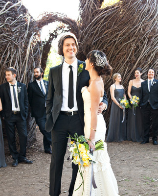 Bride and groom profile portrait