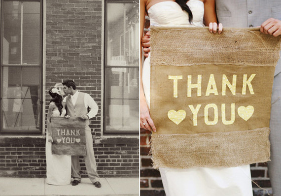 Burlap thank you flag