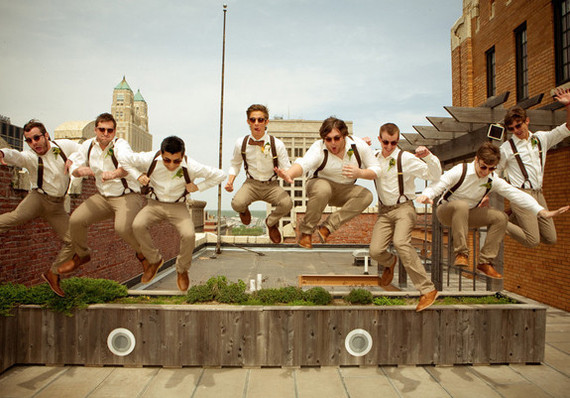 Fun jumping groomsmen portrait