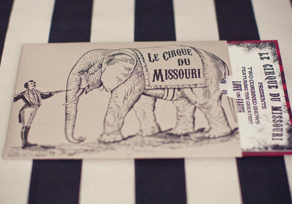 Whimsical world circus invitation envelope