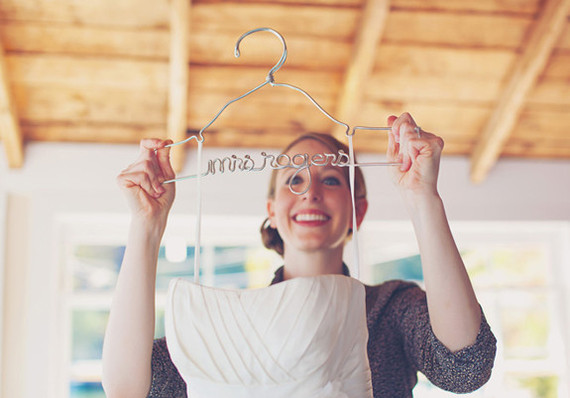 Lake-front bride's dress' hanger detail