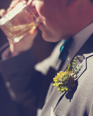 Lake-front grooms' boutonniere detail