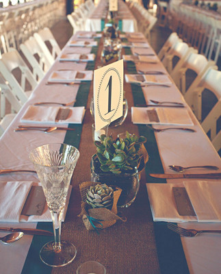 Lake-front long wooden tablescape