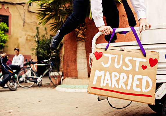 Painted Just Married sign detail