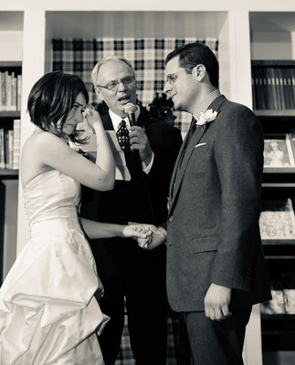 Touching b&w couple portrait