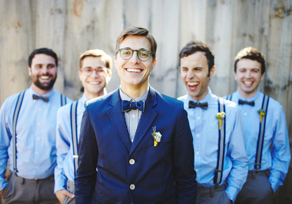 Blue themed grooms and groomsmen