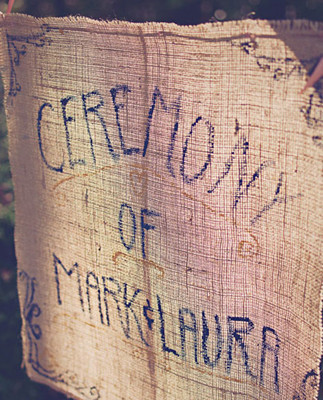 Burlap ceeremony banner