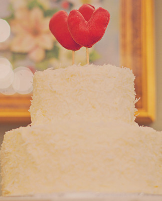 Red heart cake topper