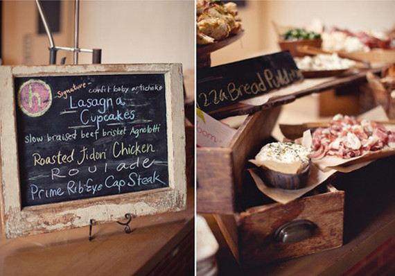 Heirloom chalkboard menu and food