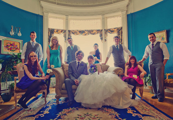 Colorful and bright bridal party
