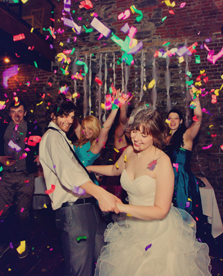 Colorful confetti on dance floor