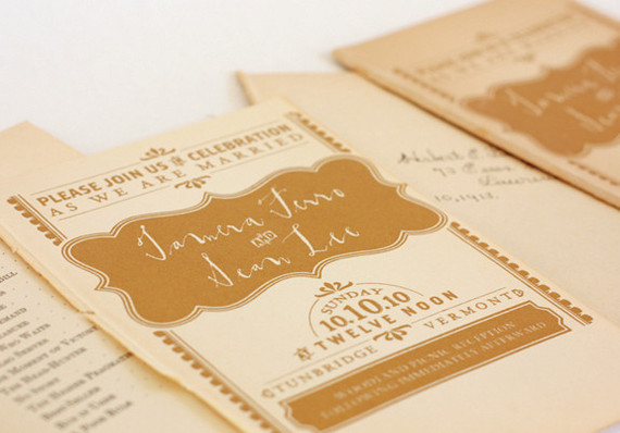 Vintage orange invitations