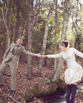 Handmade vermont wedding bride and groom