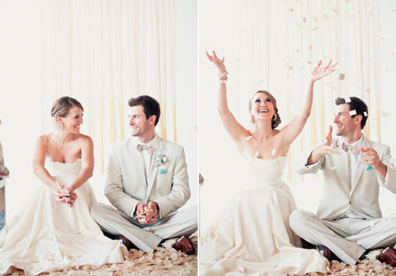 Confetti groom and bride portraits