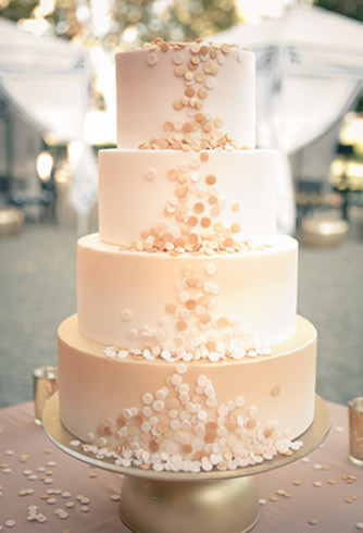 White frosted confetti wedding cake