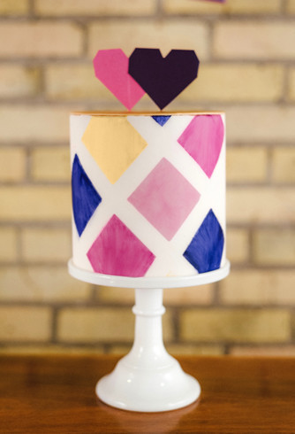 Geometric heart wedding cake
