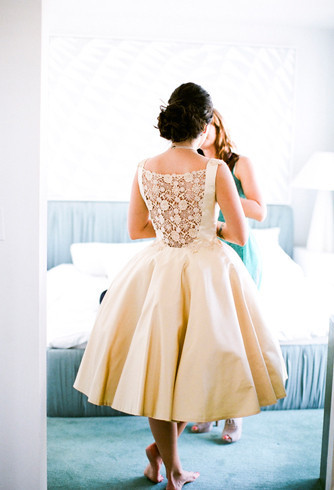 Vintage lace-back wedding dress