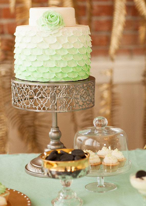 Green ombre wedding cake