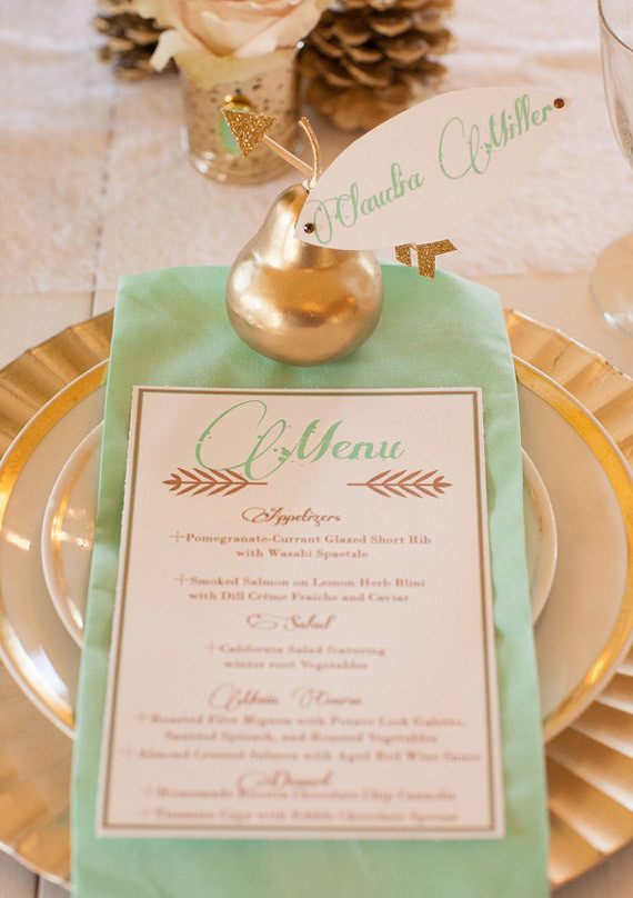 Gold pear escort card