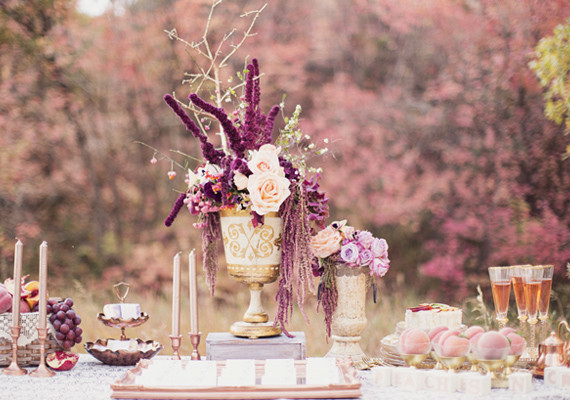 Romantic Peach and Plum Tablescape