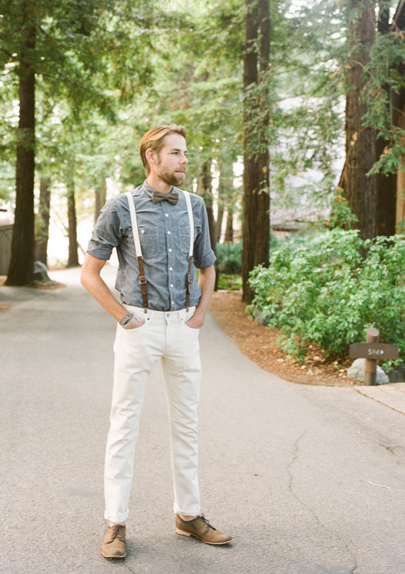 White Suspender Groom Outfit
