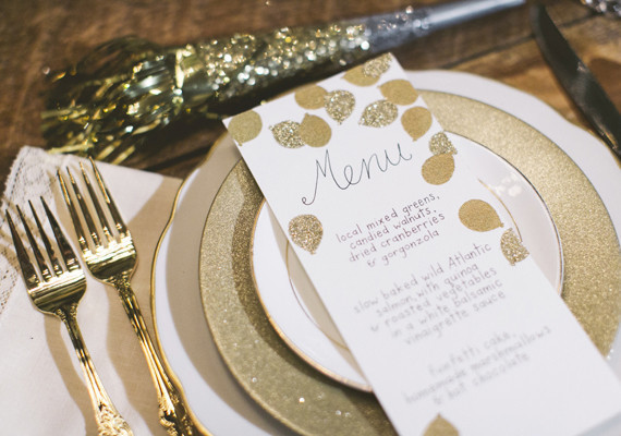 Gold Leaf Menu and Place Setting Inspiration