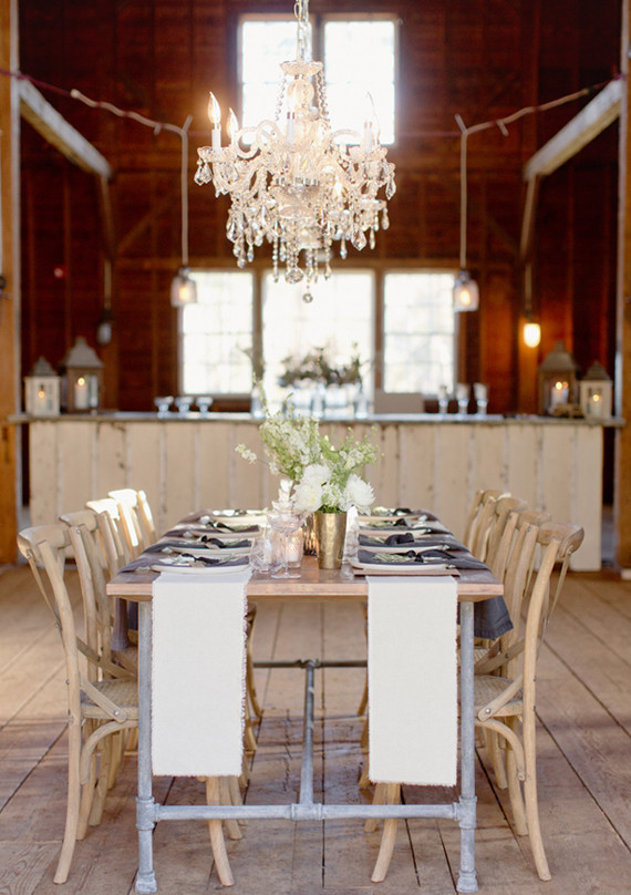 Wood and Metal Reception Tables