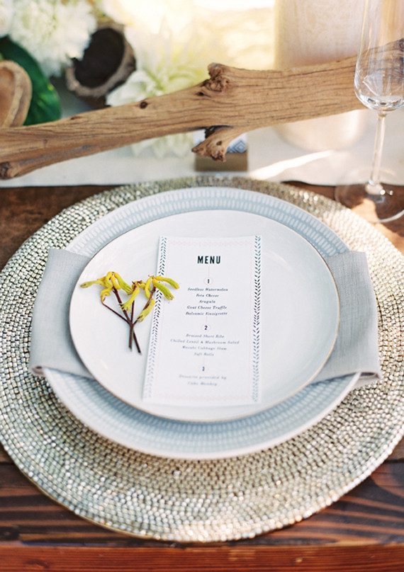 Gray and White Place Setting
