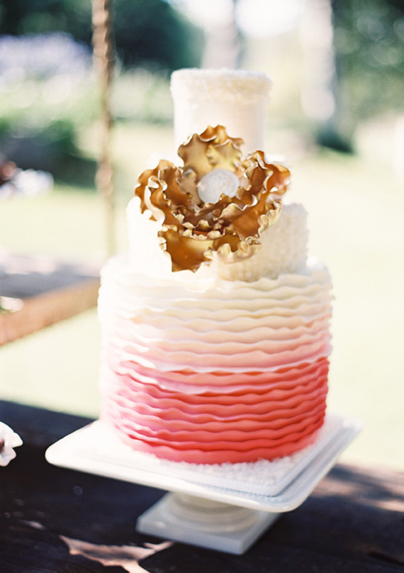 White-Pink Ombre Ruffle Cake
