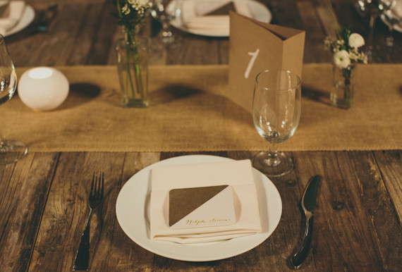 Vintage Wood Table Place Setting