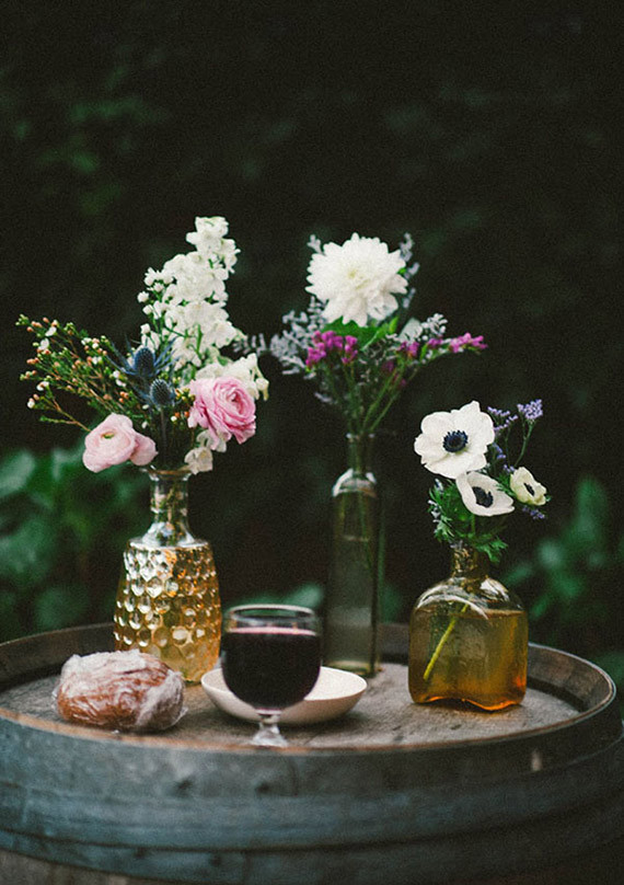 Tinted Vases with Mixed Blooms