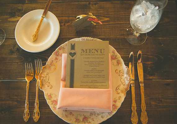Kraft Menu with Peach Napkin