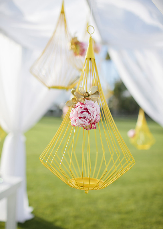 Yellow Geometric Hanging Votive Holders