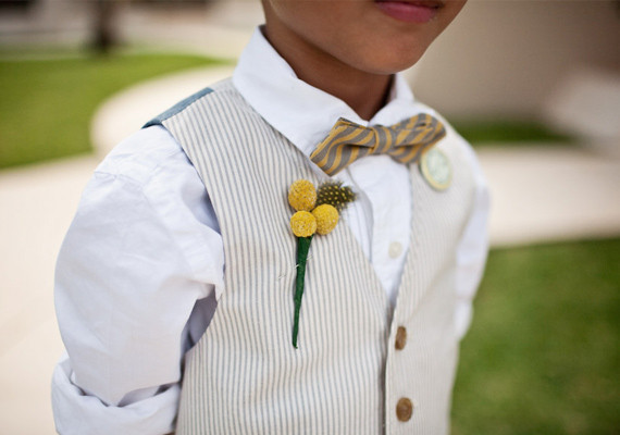 Yellow and Blue Stripe Bow Tie Ring Bearer