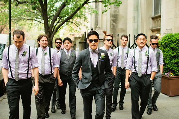 Purple and Gray Suspender Groomsmen