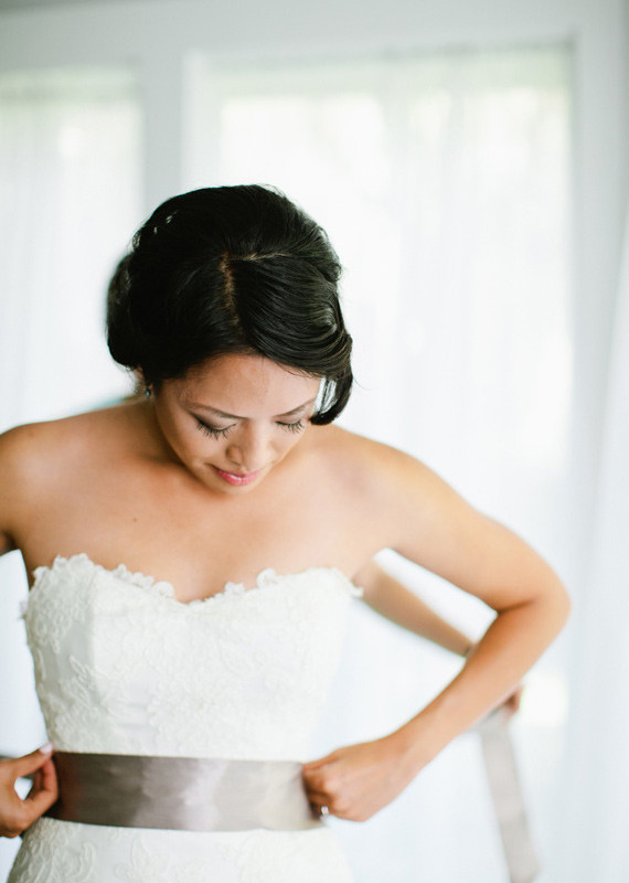 Marisa Strapless Lace Ribbon Gown