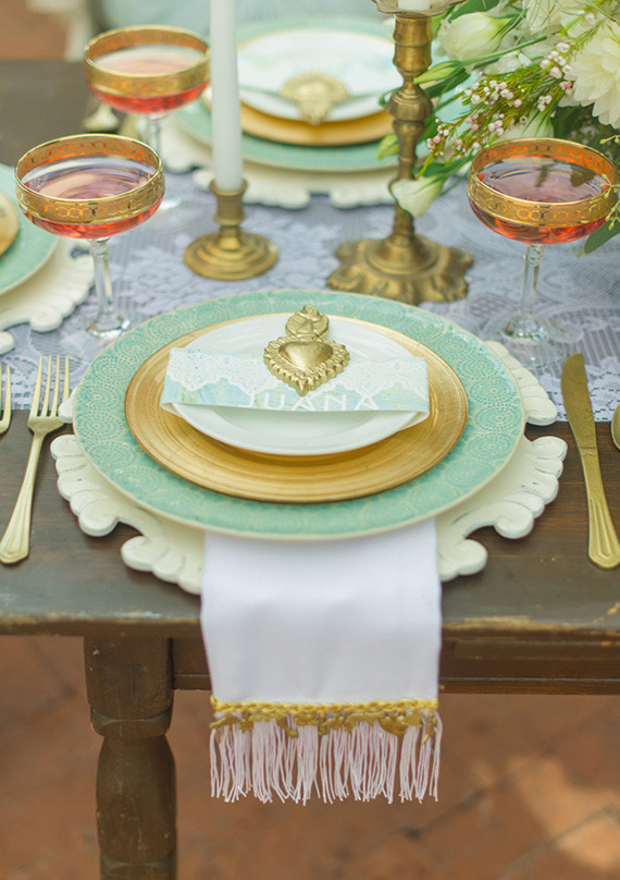 Mint and Gold Latin Inspired Place Setting