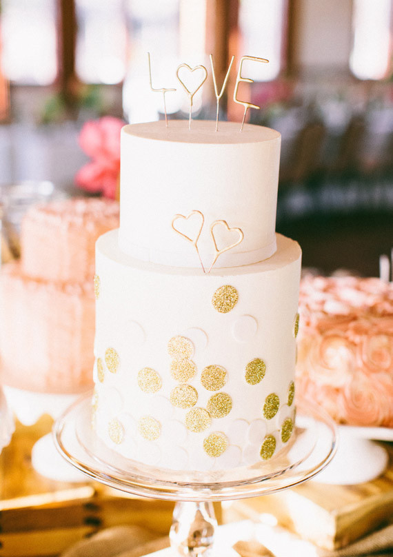 Gold Glitter Dots and Sparkler Cake