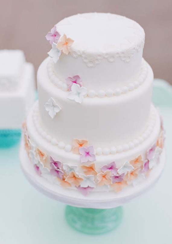 Delicate Purple and Orange Flower Cake