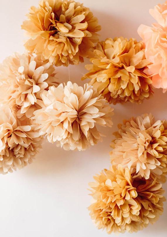 Peach and Cream Pom Poms