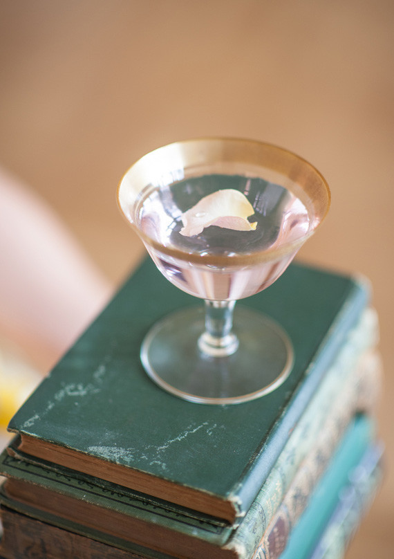 Rose Petal Martini in Gold-rimmed Champagne Coupes Inspiration