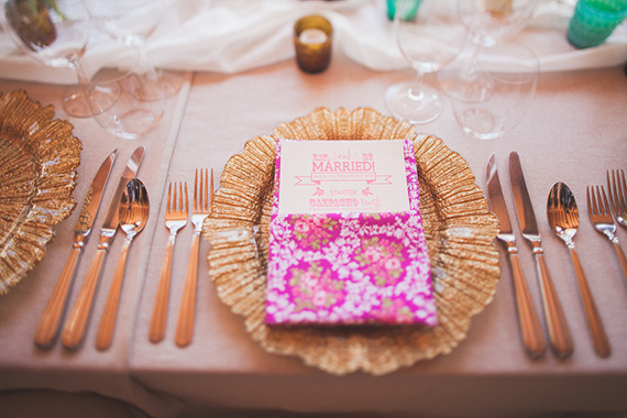 Gold and Pink Mexico Wedding Place Setting