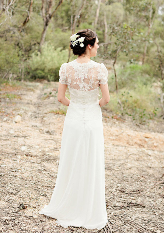 French chantilly lace A-line gown